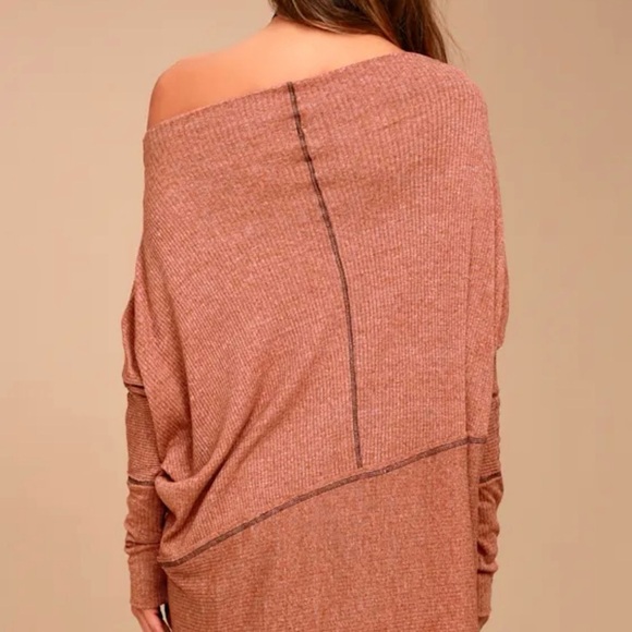 Free People Londontown Thermal Top Rust Orange Size Medium Asymmetrical Hem - Picture 2 of 9